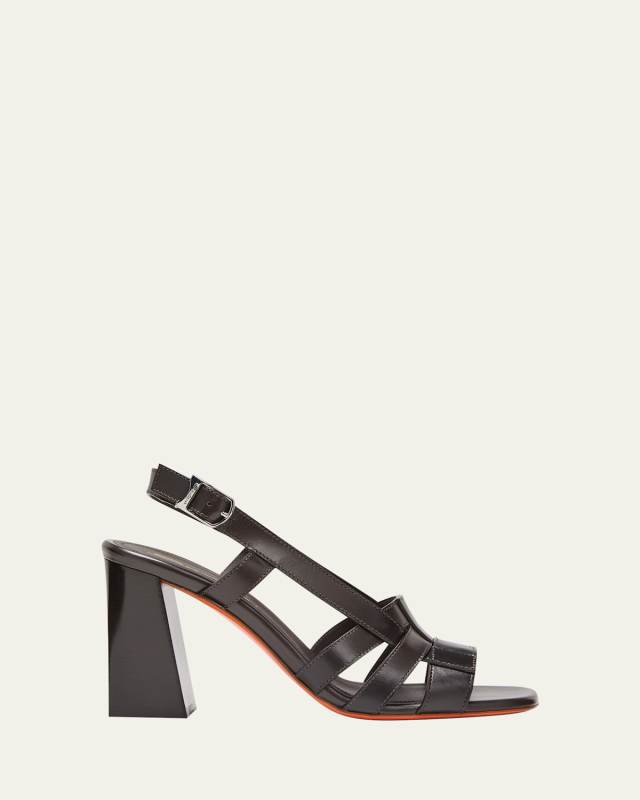 Venere Leather Block-Heel Mule Sandals